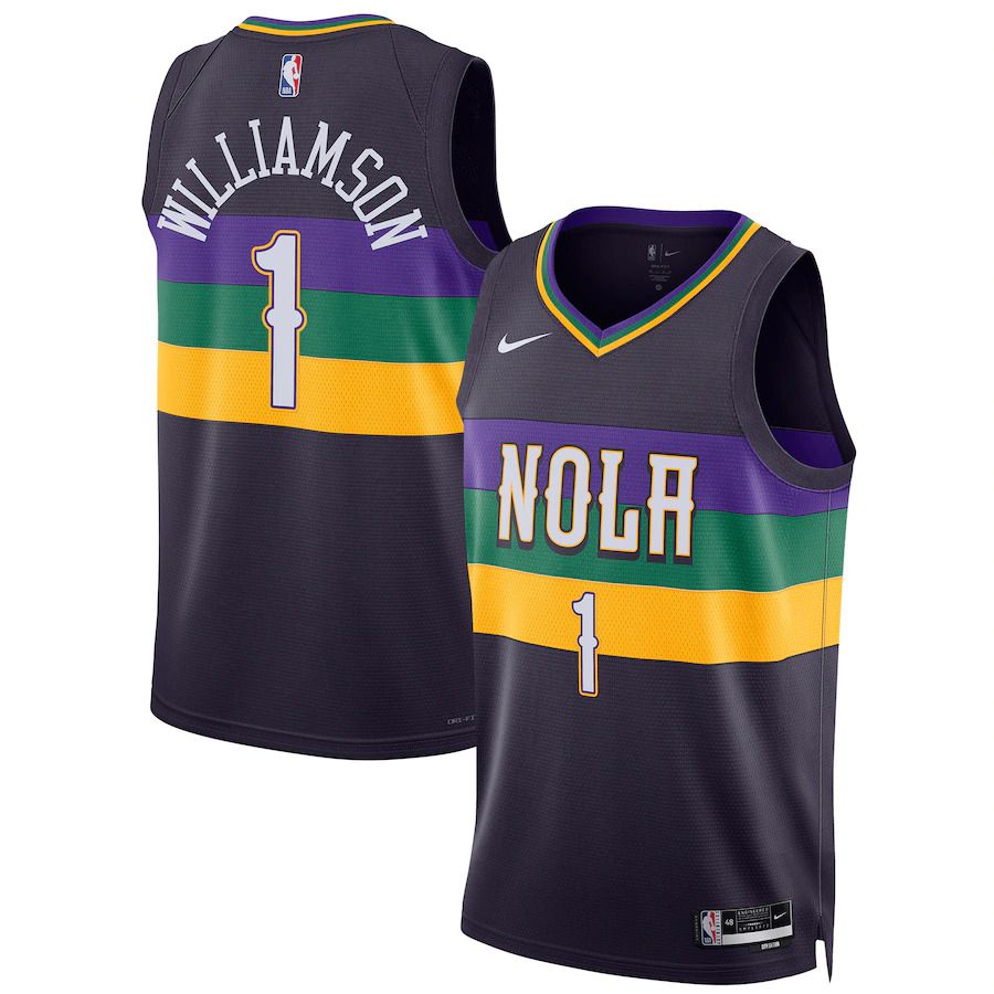 Men New Orleans Pelicans #1 Zion Williamson Nike Purple City Edition 2022-23 Swingman NBA Jersey->oklahoma city thunder->NBA Jersey